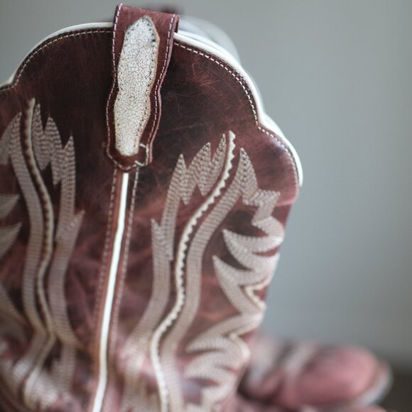 Laredo maroon leather topstich square toe western  cowboy boots womens 10 - Picture 5 of 9